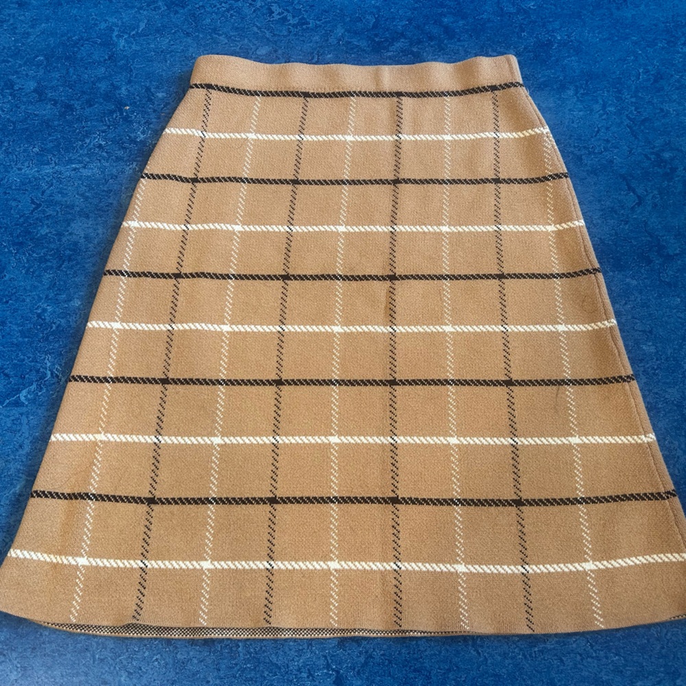 Ann Taylor Factory Camel Plaid A-Line Skirt